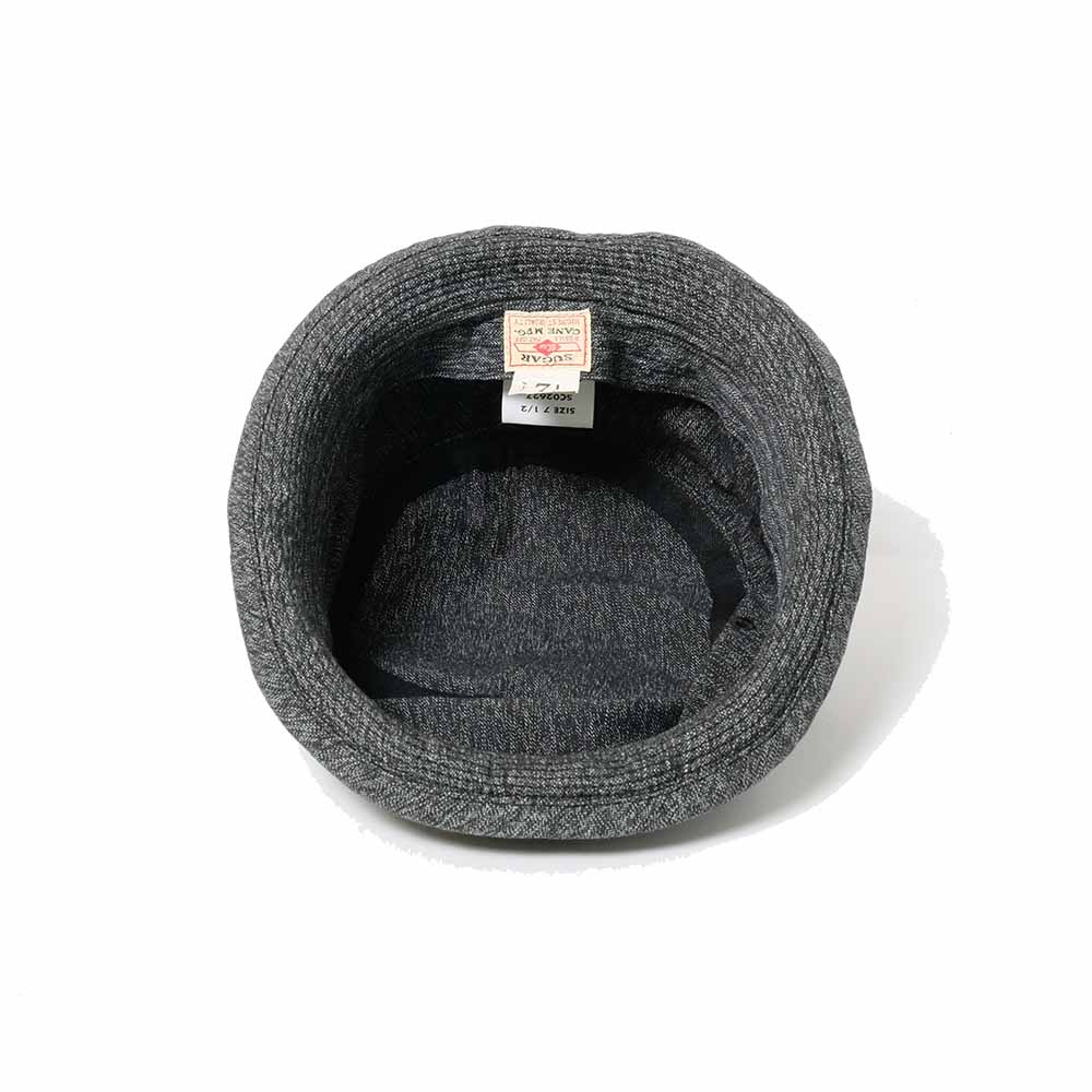 SUGAR CANE 9oz.BLACK COVERT PORKPIE HAT SC02627