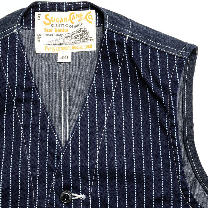 Sugar Cane - 9oz. Wabash Stripe Work Vest - SC12654