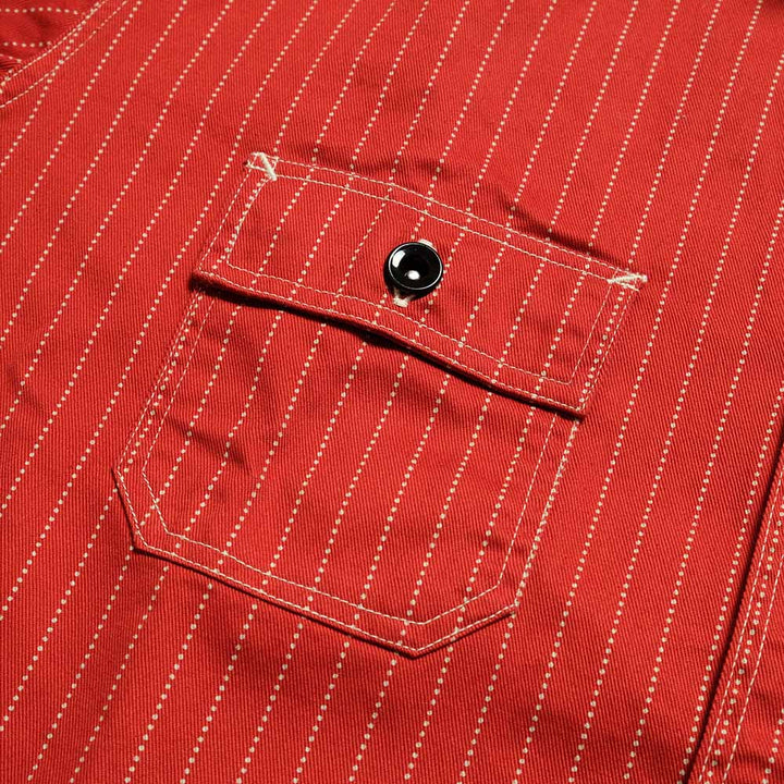 SUGAR CANE - Fiction Romance - 8.5oz. Red Wabash Stripe Work Shirt - SC28340