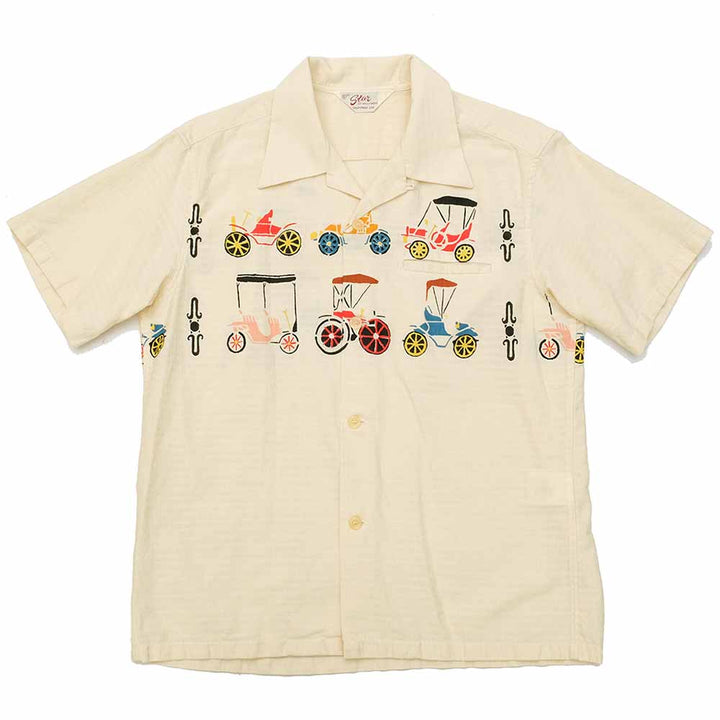 STAR OF HOLLYWOOD DOBBY COTTON S/S OPEN SHIRT CLASSIC CARS SH38886