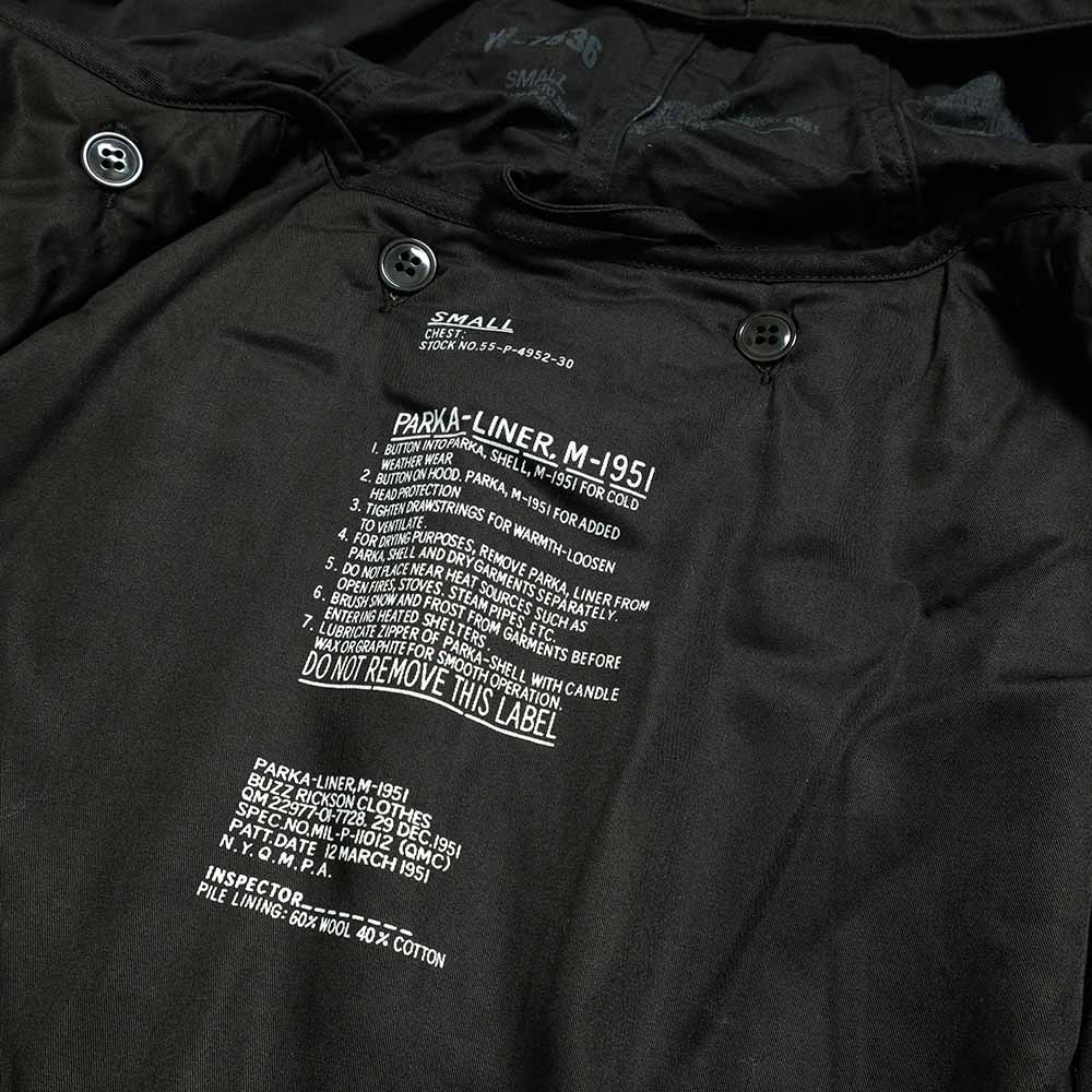 BUZZ RICKSON'S - WILLIAM GIBSON COLLECTION - BLACK M-51 PARKA - With LINER - BR14686
