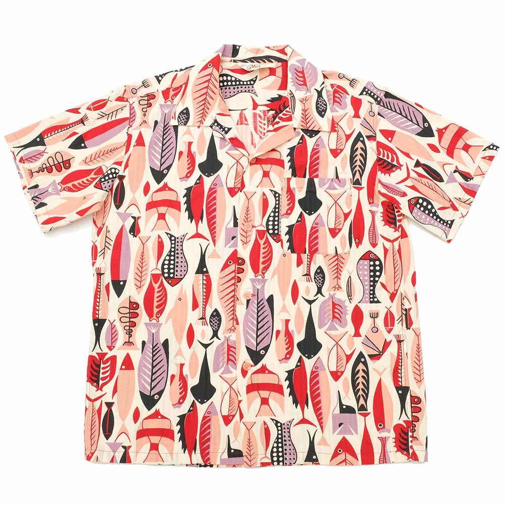 STAR OF HOLLYWOOD DOBBY COTTON S/S OPEN SHIRT FISH SH38882
