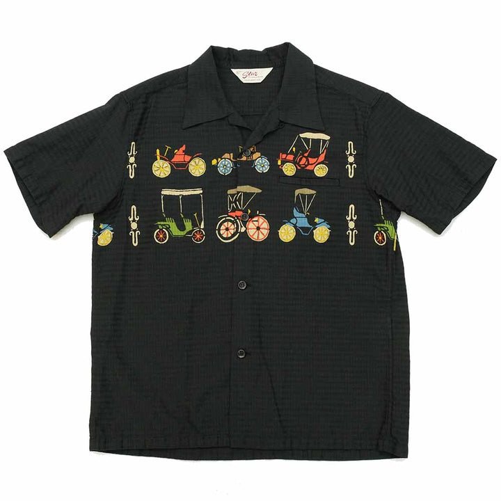 STAR OF HOLLYWOOD DOBBY COTTON S/S OPEN SHIRT CLASSIC CARS SH38886