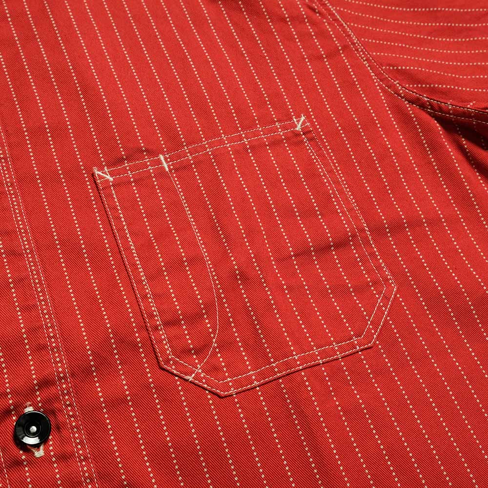 SUGAR CANE - Fiction Romance - 8.5oz. Red Wabash Stripe Work Shirt - SC28340