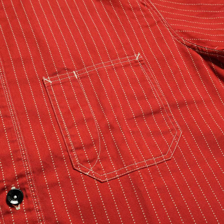 SUGAR CANE - Fiction Romance - 8.5oz. Red Wabash Stripe Work Shirt - SC28340