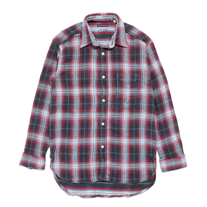 BLUE BLUE Indigo soft canvas  Check shirt 