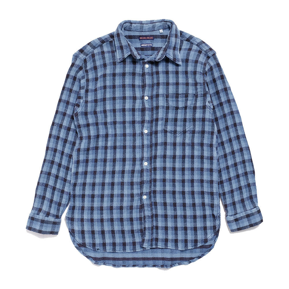BLUE BLUE Indigo soft canvas  Check shirt 