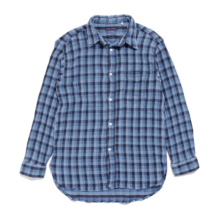 BLUE BLUE Indigo soft canvas  Check shirt 