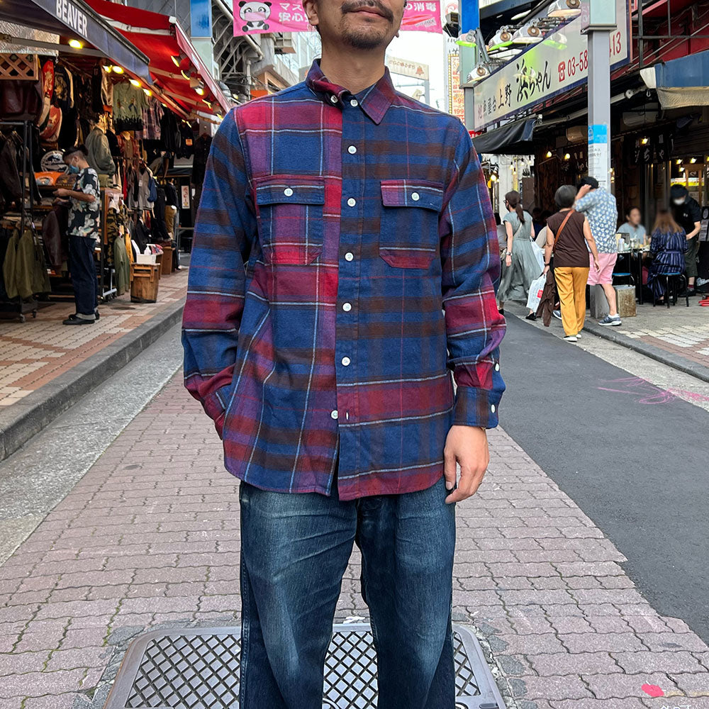 BLUE BLUE<br>Brushed Indigo Plaid Long-Sleeve Shirt<br>700087142
