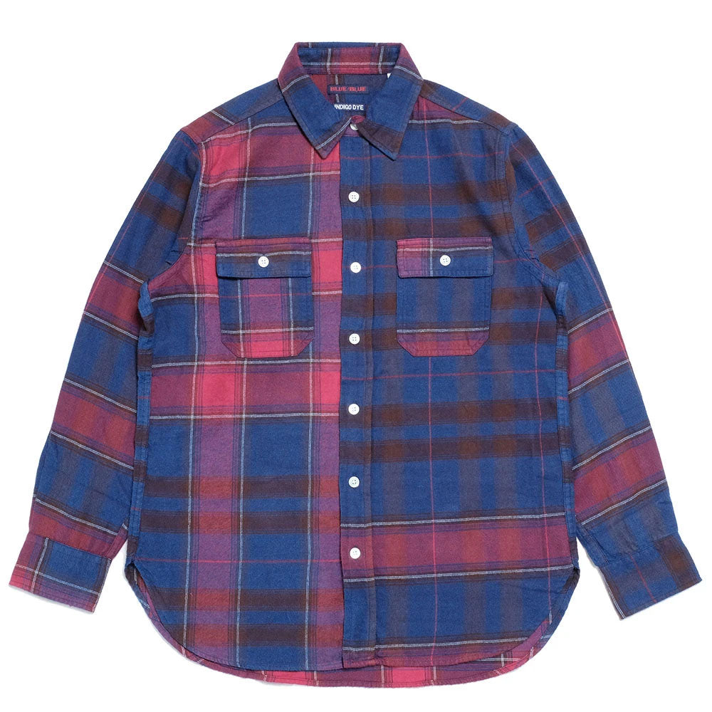 BLUE BLUE<br>Brushed Indigo Plaid Long-Sleeve Shirt<br>700087142