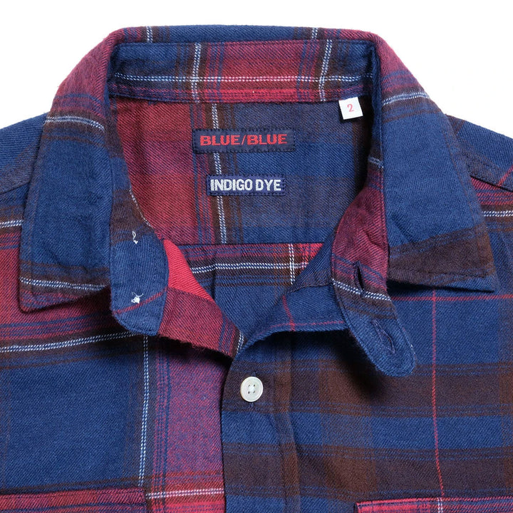 BLUE BLUE<br>Brushed Indigo Plaid Long-Sleeve Shirt<br>700087142