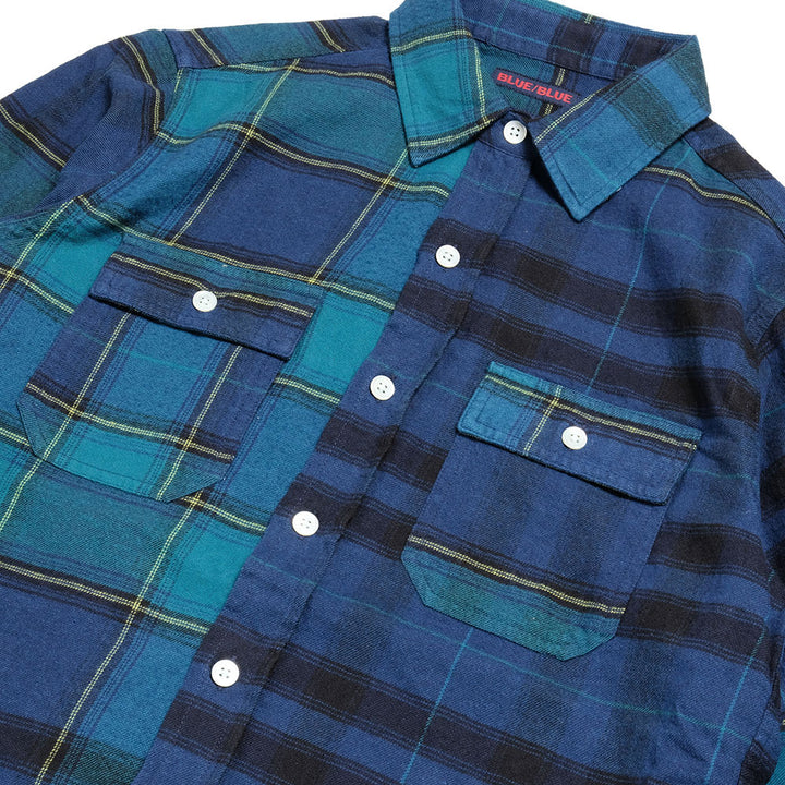 BLUE BLUE<br>Brushed Indigo Plaid Long-Sleeve Shirt<br>700087142