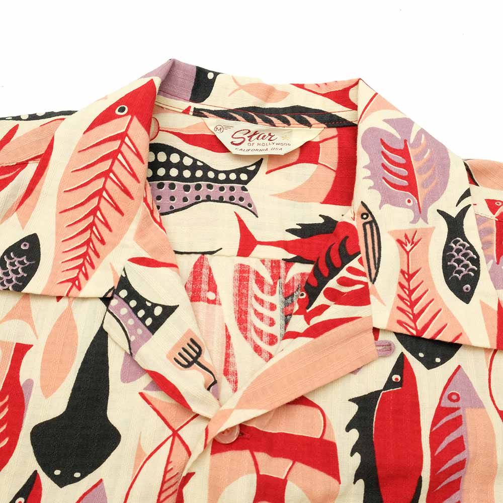 STAR OF HOLLYWOOD DOBBY COTTON S/S OPEN SHIRT FISH SH38882