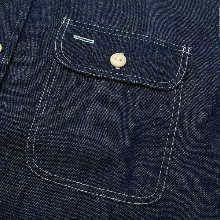 SUGAR CANE BLUE DENIM L/S WORK SHIRT SC27852