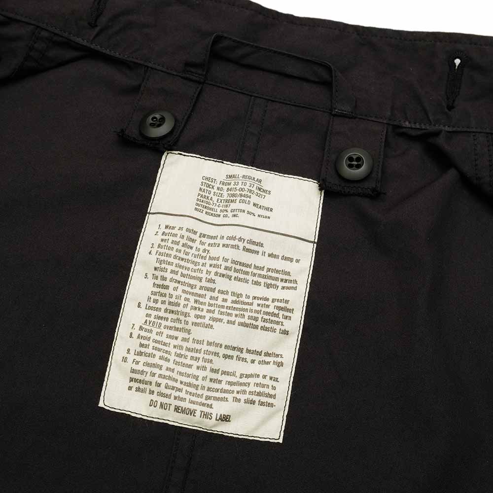 BUZZ RICKSON'S WILLIAM GIBSON COLLECTION Type BLACK HOOD, EXTREME COLD WEATHER M-65 (NO HOOD) BR15192