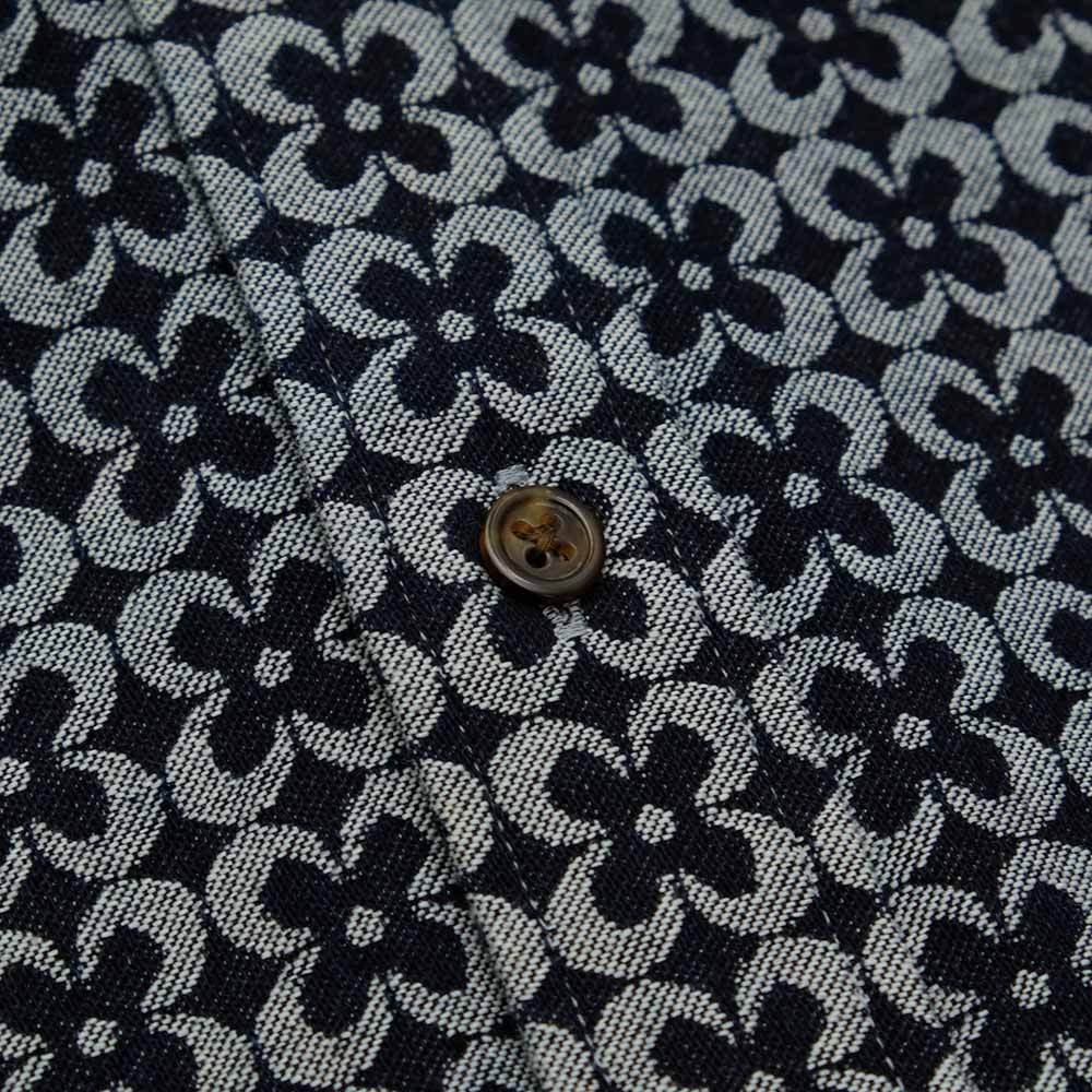 衣櫻 9oz デニムジャガード素材 長袖レギュラーシャツ 四つ葉のクローバー SA1531