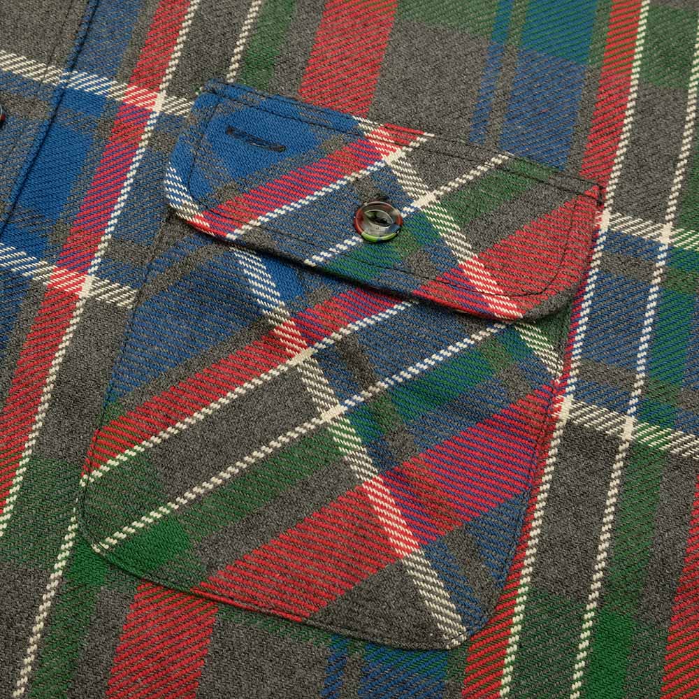 SUGAR CANE - FICTION ROMANCE - TOP GRAY PLAID L/S WORK SHIRTS-  with MARBLE BUTTON - SC28963