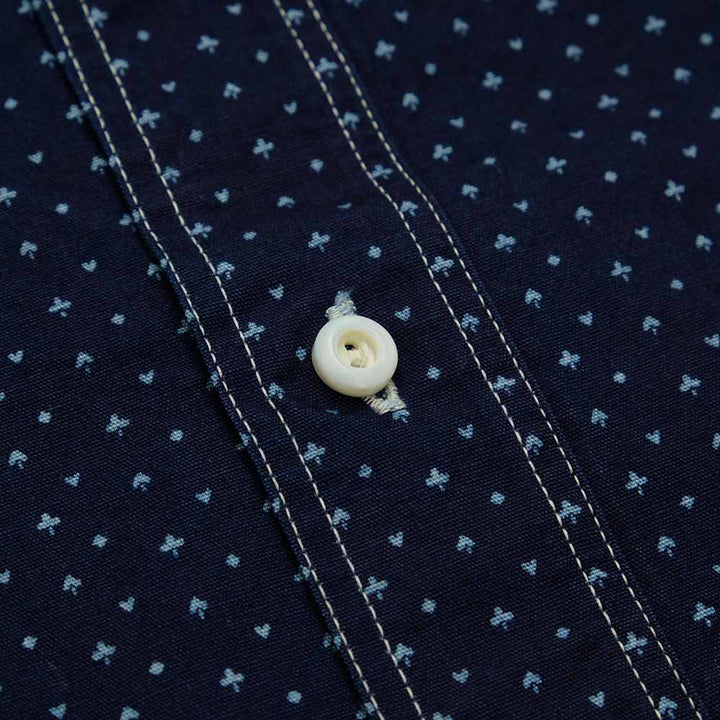 SUGAR CANE FICTION ROMANCE 4.5oz. INDIGO CASINO STRIPE WORK SHIRT (LONG SLEEVE) SC28651