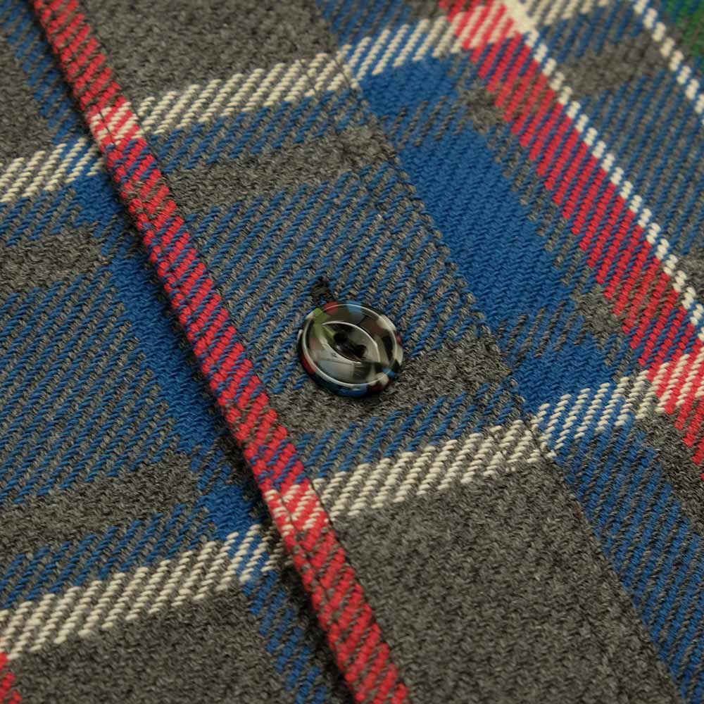 SUGAR CANE - FICTION ROMANCE - TOP GRAY CHECK L/S WORK SHIRTS-  with MARBLE BUTTON - SC28963