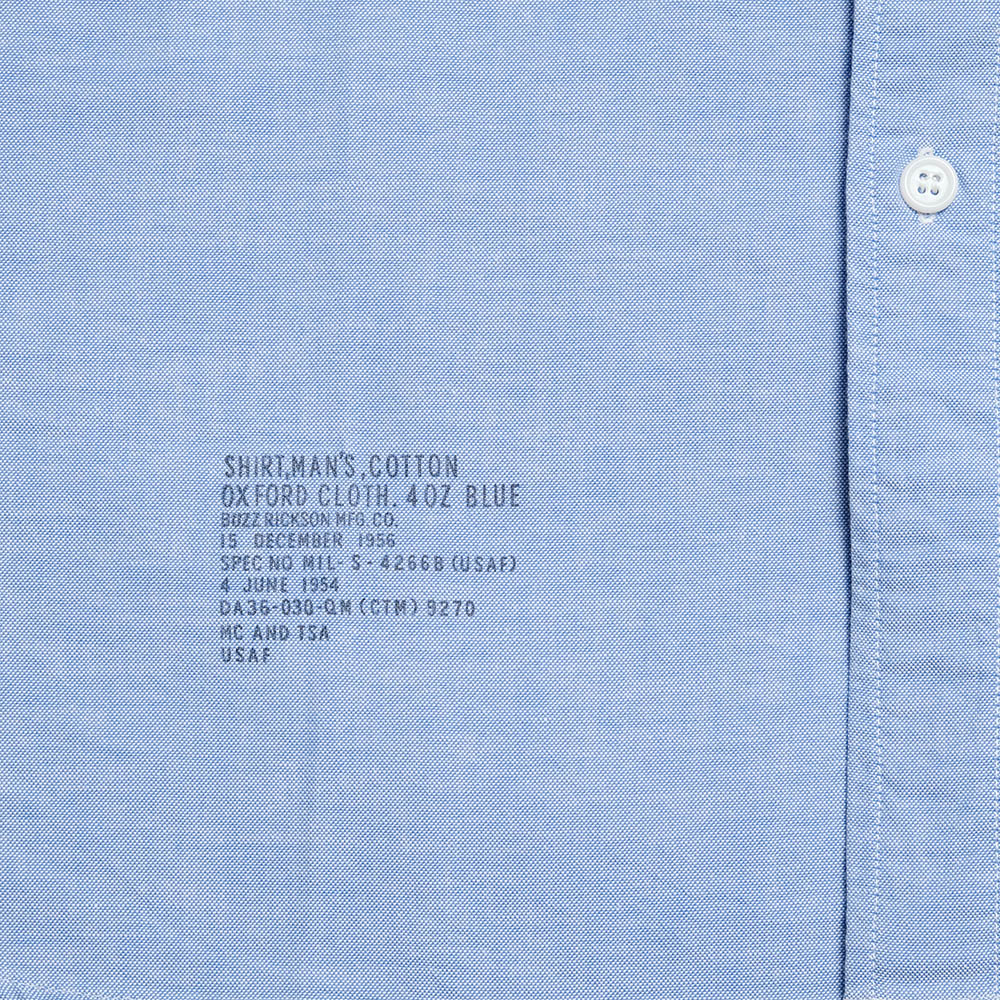 BUZZ RICKSON’S SHIRT,MAN'S,COTTON OXFORD CLOTH, 4oz. BLUE BR28824