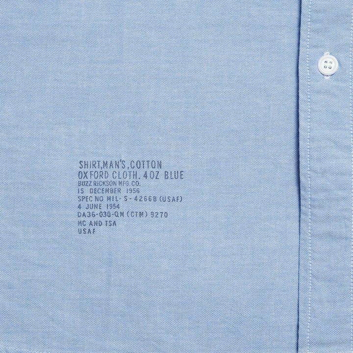 BUZZ RICKSON’S SHIRT,MAN'S,COTTON OXFORD CLOTH, 4oz. BLUE BR28824