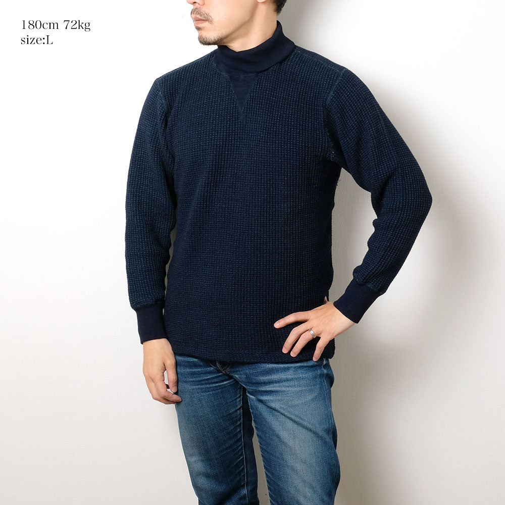 BURGUS PLUS - L/S Turtle Neck Waffle Tee - Indigo Dye - HBP-015TNID-ND
