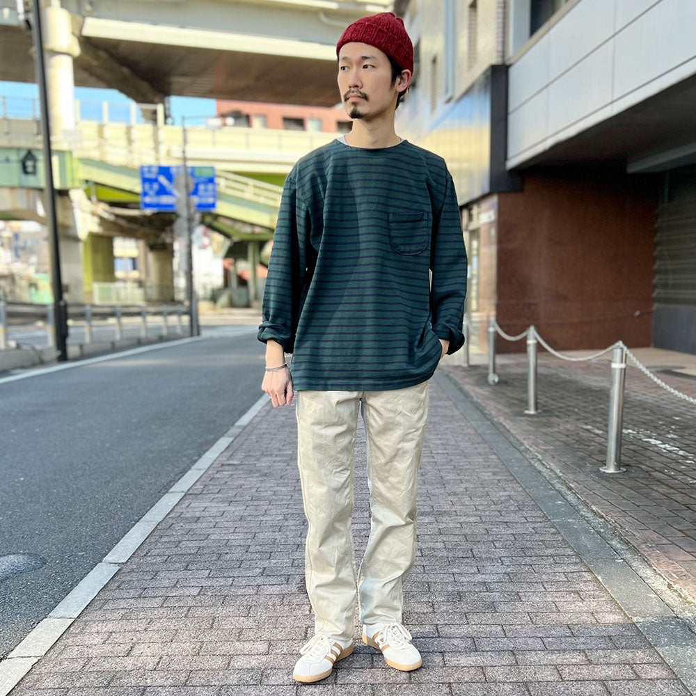 BURGUS PLUS L/S Wide Basque Shirts Border HBP-025BD