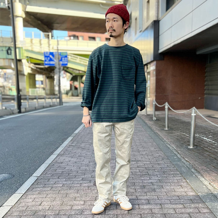 BURGUS PLUS L/S Wide Basque Shirts Border HBP-025BD