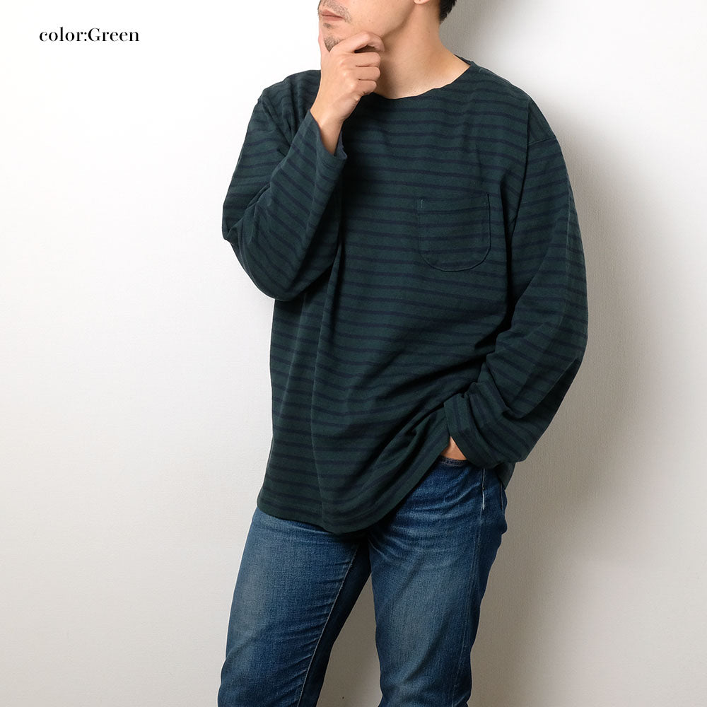 BURGUS PLUS - L/S Wide Basque Shirts Border - HBP-025BD