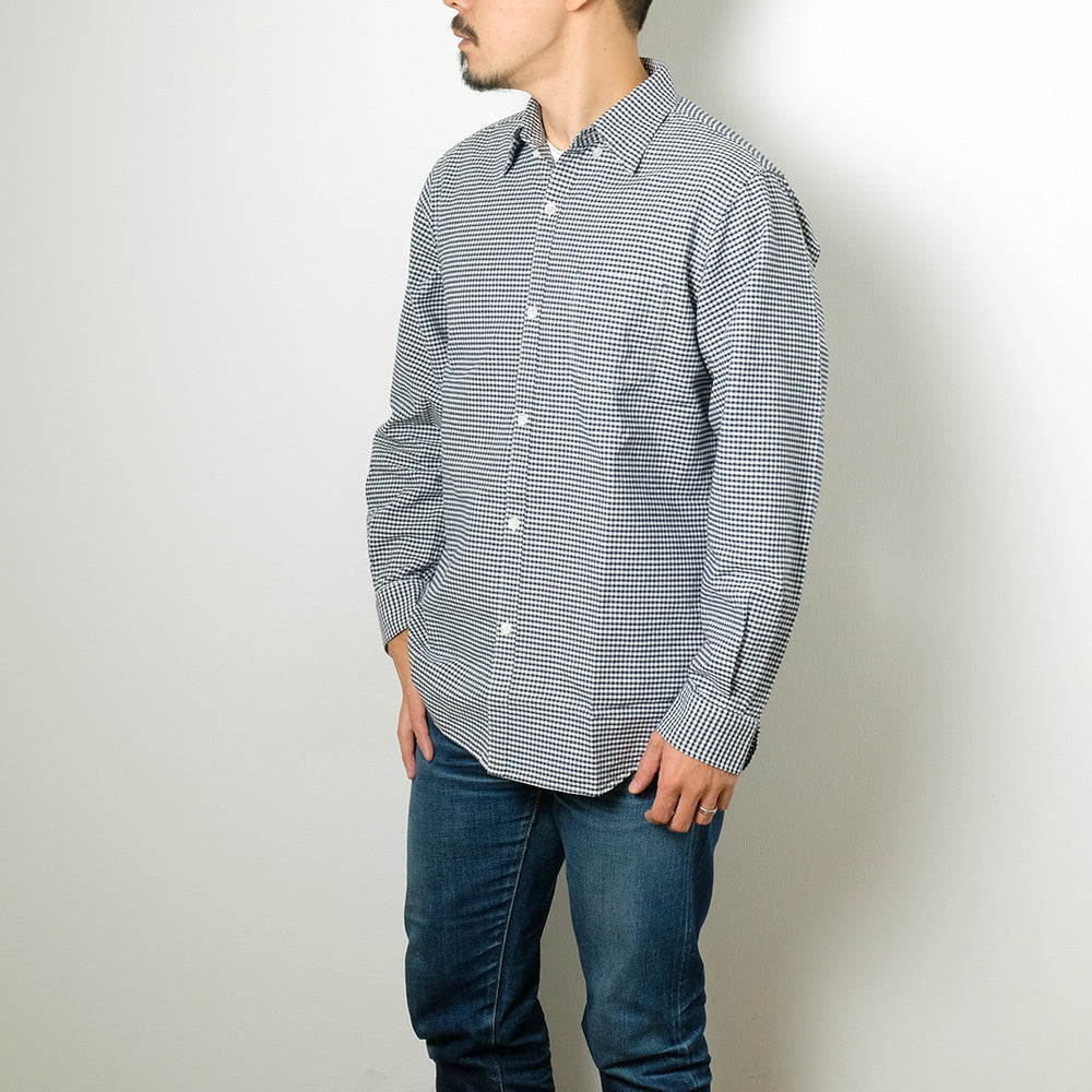 BURGUS PLUS - Gingham Plaid BD Shirt - HBP-303B-NV