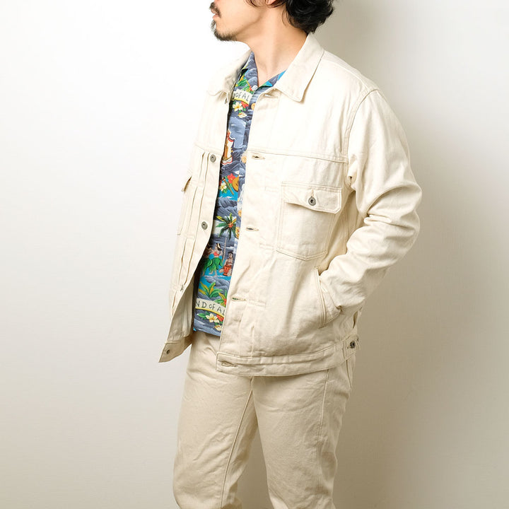 ONI DENIM<br>14oz Organic Cotton White Denim 2nd Type Denim Jacket<br>ONI-02516P