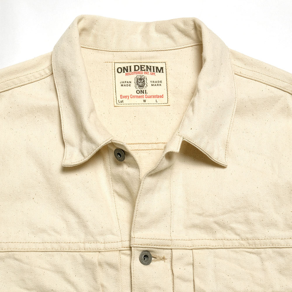 ONI DENIM<br>14oz Organic Cotton White Denim 2nd Type Denim Jacket<br>ONI-02516P