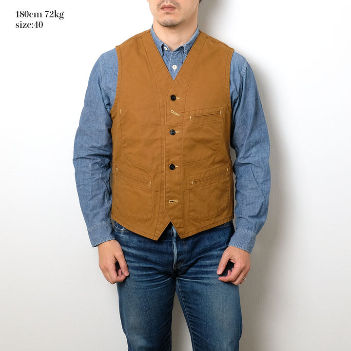 SUGAR CANE - 13oz. BROWN DUCK WORK VEST - SC14375