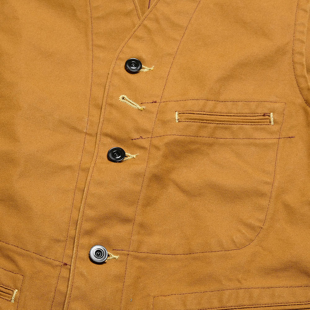 SUGAR CANE - 13oz. BROWN DUCK WORK VEST - SC14375