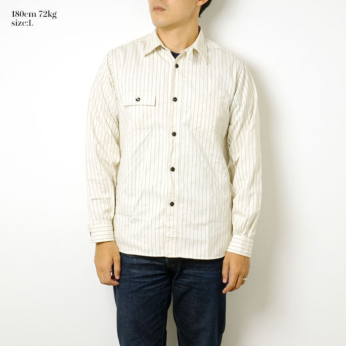Sugar Cane - Fiction Romance - 8.5oz. White Wabash Stripe Work Shirt - SC27076-401