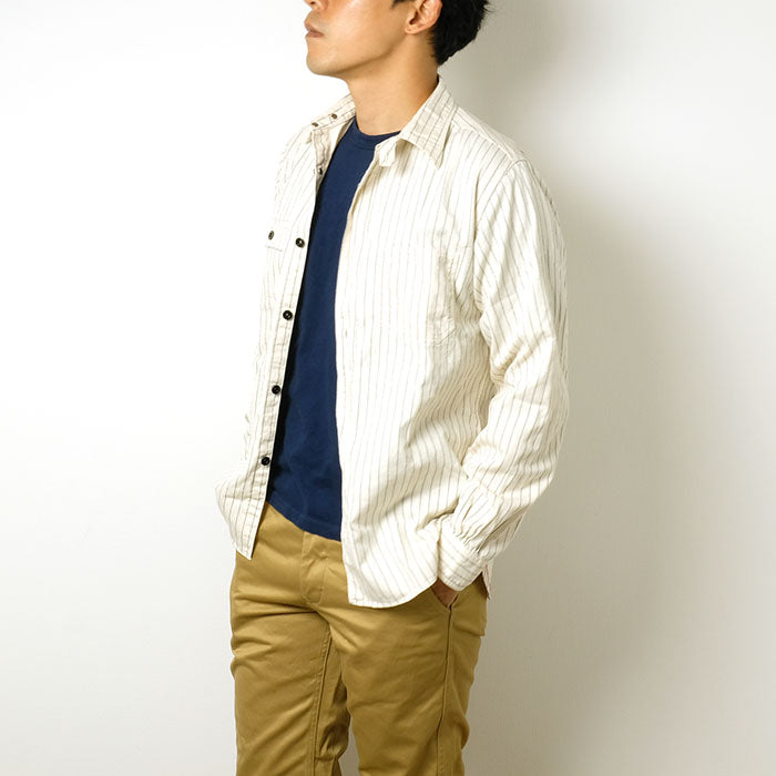 Sugar Cane - Fiction Romance - 8.5oz. White Wabash Stripe Work Shirt - SC27076-401