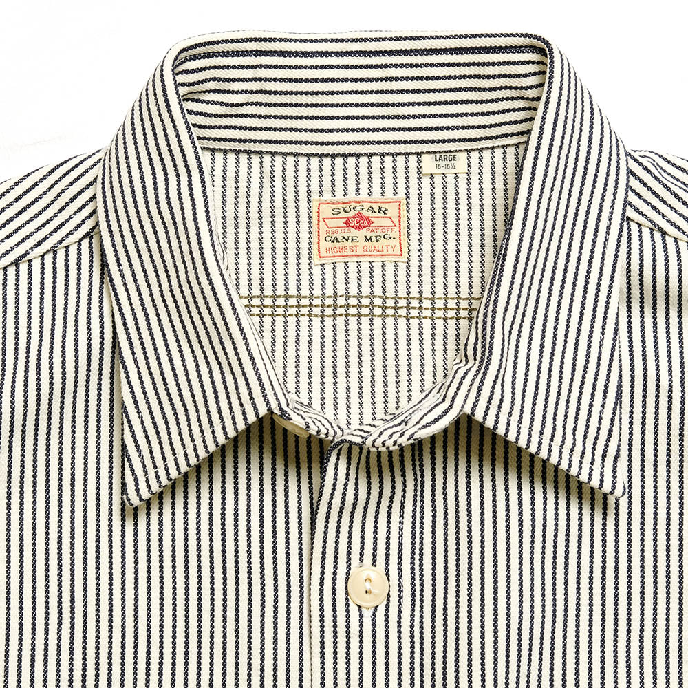 SUGAR CANE - Hickory Stripe L/S Work Shirt - SC27853