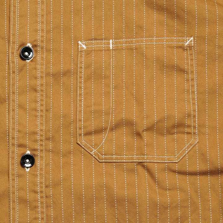 SUGAR CANE - FICTION ROMANCE - 8.5oz. BROWN WABASH STRIPE WORK SHIRT - SC28516