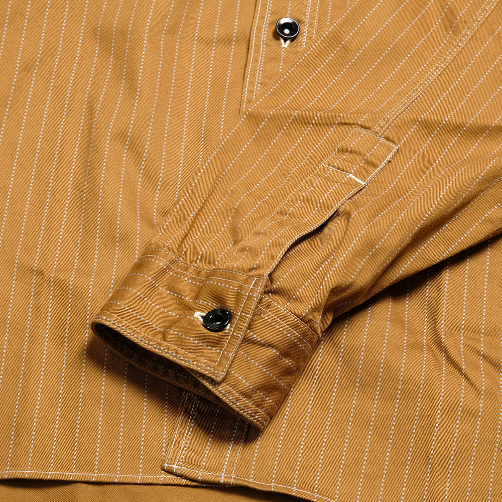 SUGAR CANE - FICTION ROMANCE - 8.5oz. BROWN WABASH STRIPE WORK SHIRT - SC28516