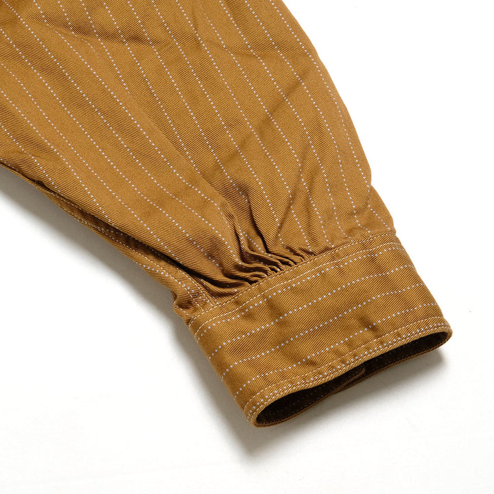 SUGAR CANE - FICTION ROMANCE - 8.5oz. BROWN WABASH STRIPE WORK SHIRT - SC28516