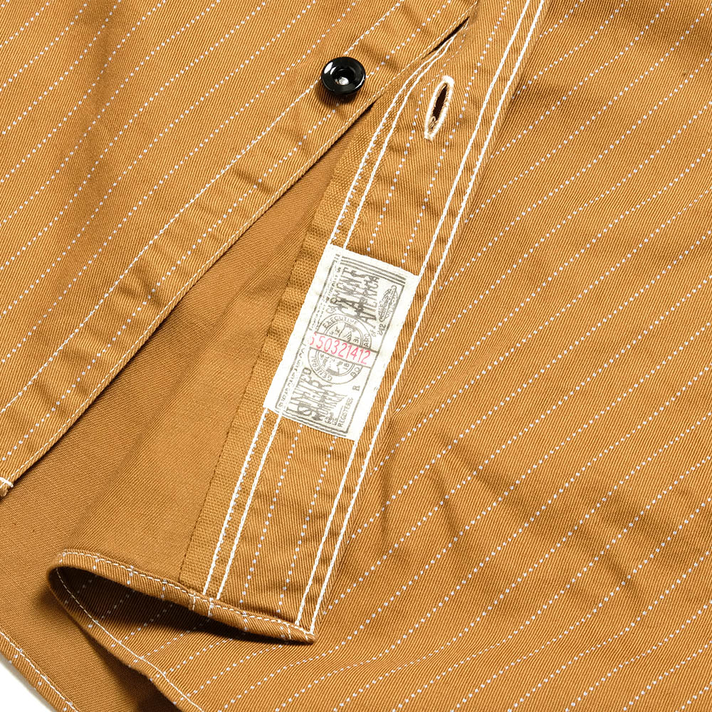 SUGAR CANE - FICTION ROMANCE - 8.5oz. BROWN WABASH STRIPE WORK SHIRT - SC28516