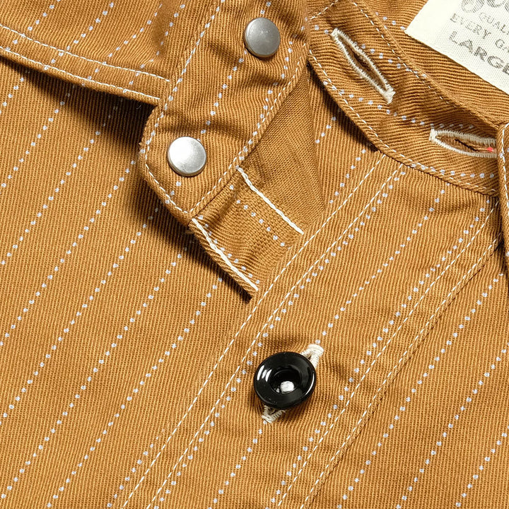 SUGAR CANE - FICTION ROMANCE - 8.5oz. BROWN WABASH STRIPE WORK SHIRT - SC28516