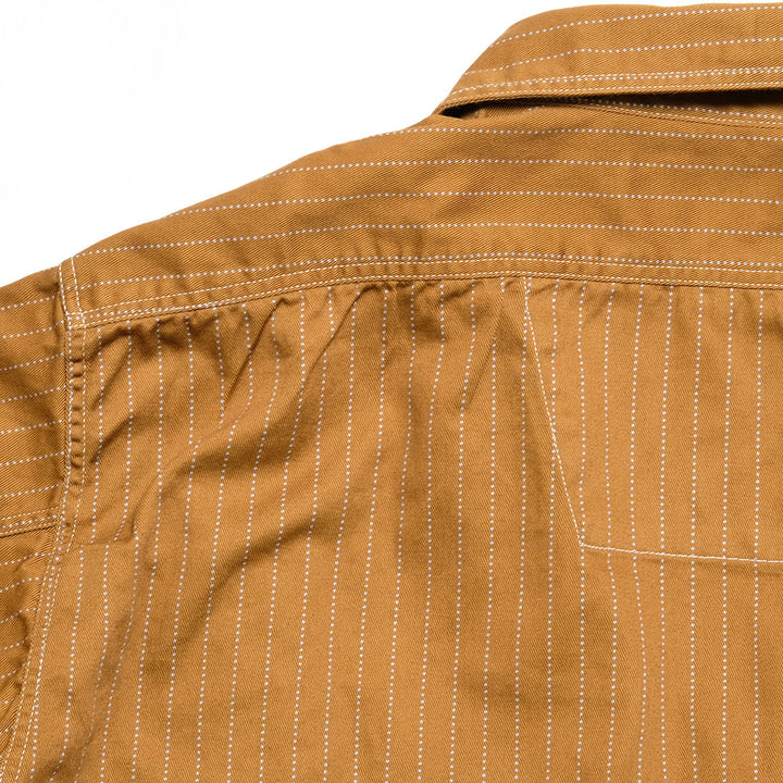 SUGAR CANE - FICTION ROMANCE - 8.5oz. BROWN WABASH STRIPE WORK SHIRT - SC28516