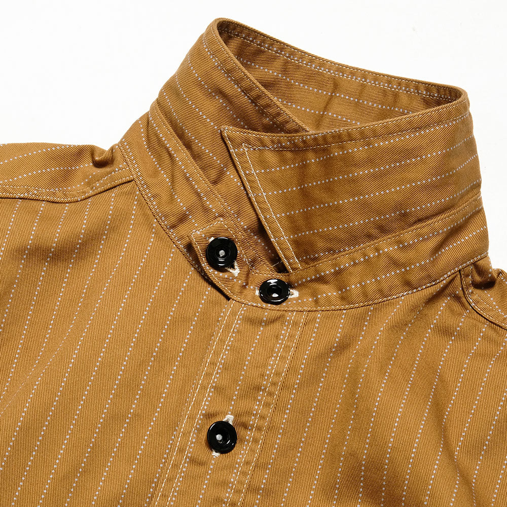 SUGAR CANE - FICTION ROMANCE - 8.5oz. BROWN WABASH STRIPE WORK SHIRT - SC28516