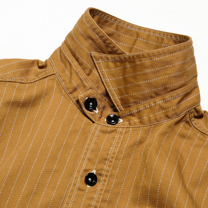 SUGAR CANE - FICTION ROMANCE - 8.5oz. BROWN WABASH STRIPE WORK SHIRT - SC28516