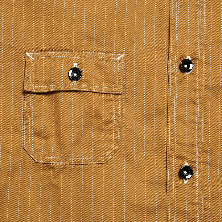 SUGAR CANE - FICTION ROMANCE - 8.5oz. BROWN WABASH STRIPE WORK SHIRT - SC28516