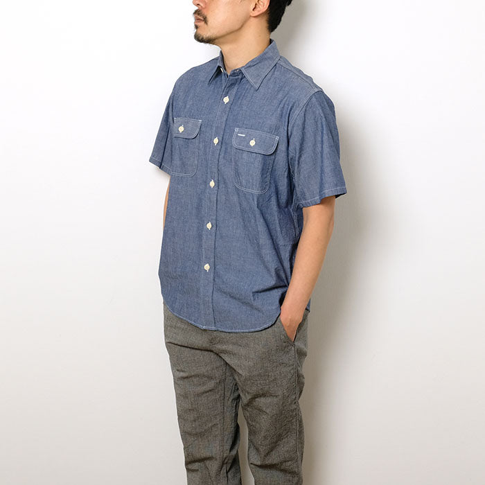 SUGAR CANE - BLUE CHAMBRAY S/S WORK SHIRT - SC37941