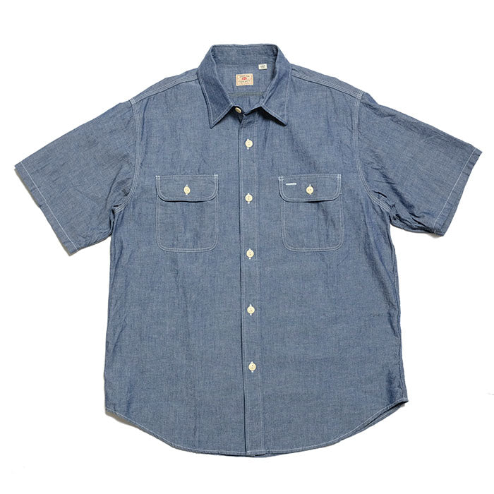 SUGAR CANE BLUE CHAMBRAY S/S WORK SHIRT SC37941
