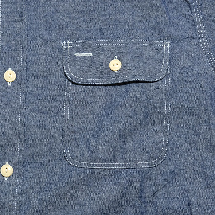 SUGAR CANE BLUE CHAMBRAY S/S WORK SHIRT SC37941