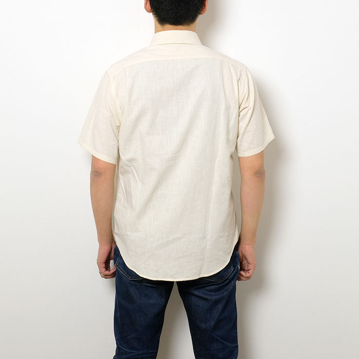 SUGAR CANE - WHITE CHAMBRAY S/S WORK SHIRT - SC37942